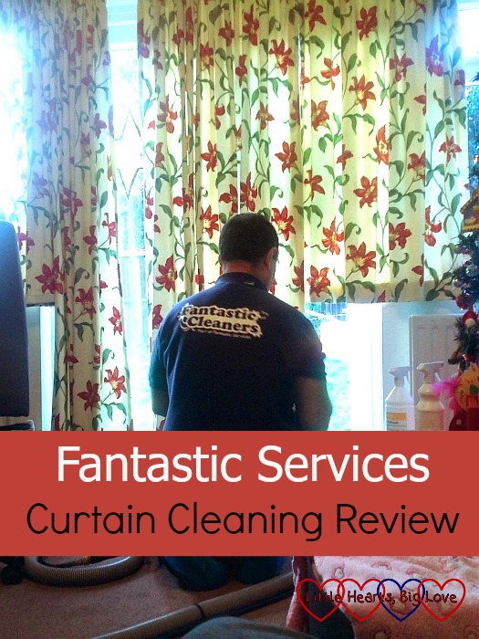 The technician from Fantastic Services cleaning my lounge curtains - "Fantastic Services Curtain Cleaning Review"