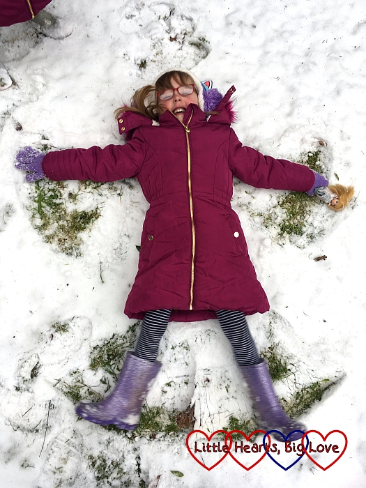 Jessica making a snow angel