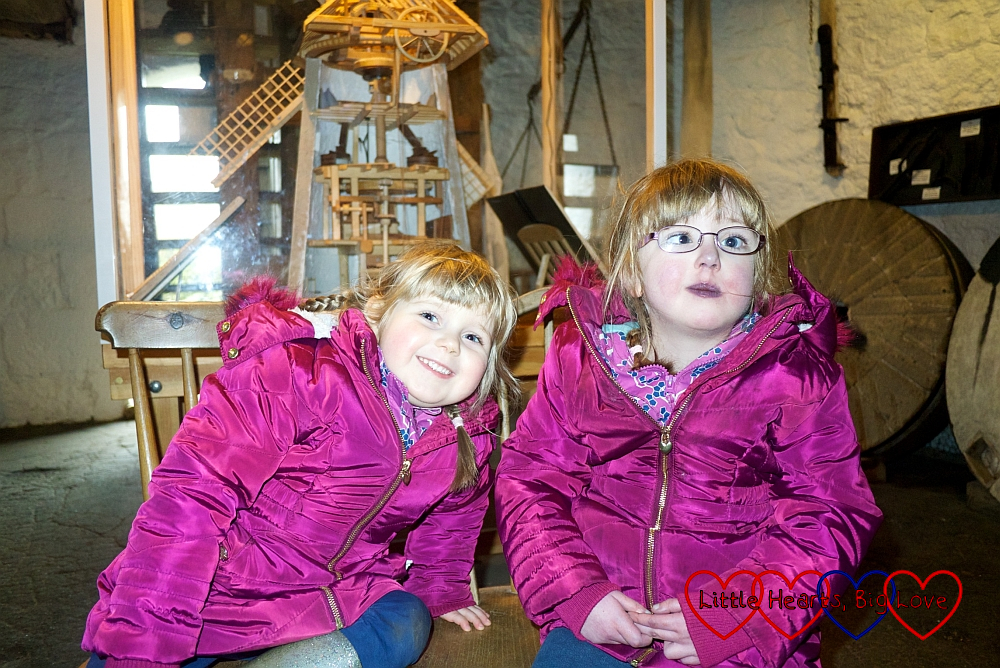 Jessica and Sophie inside Bembridge Windmill