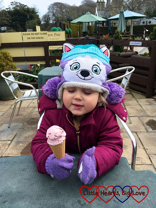 Sophie enjoying an ice-cream at the tea rooms