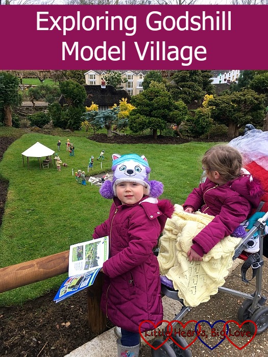 Sophie and Jessica looking at the models at Godshill Model Village - "Exploring Godshill Model Village"