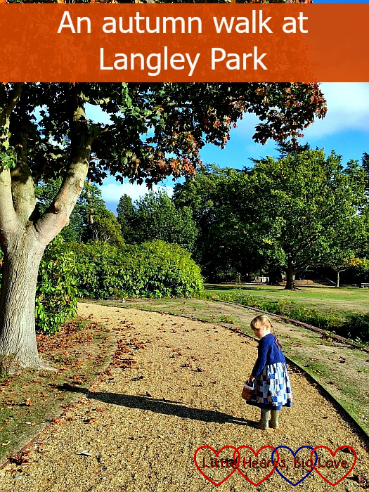 Sophie walking along one of the paths in the Temple Gardens - "An autumn walk at Langley Park"