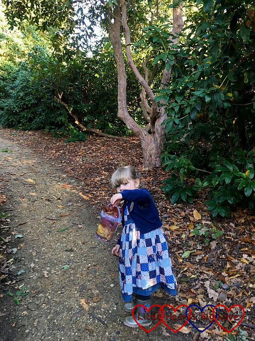Sophie exploring the paths in the Temple Gardens at Langley Park