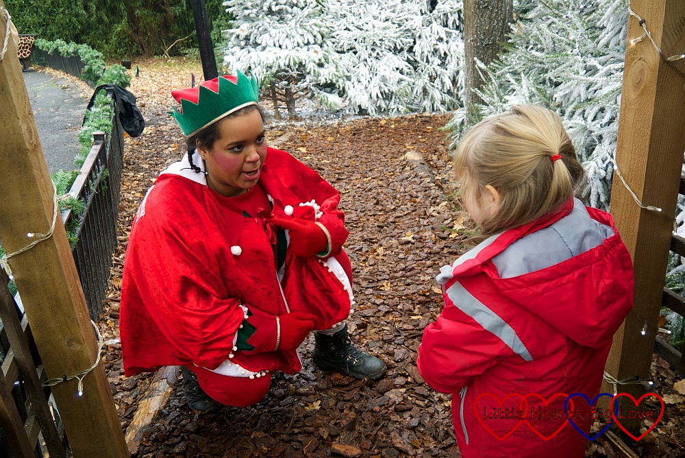 Sophie chatting to Elf Cookie