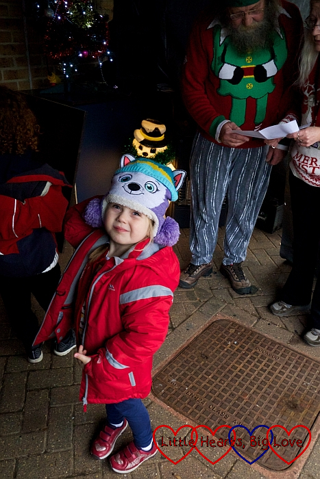 Sophie waiting to go inside Santa's Grotto