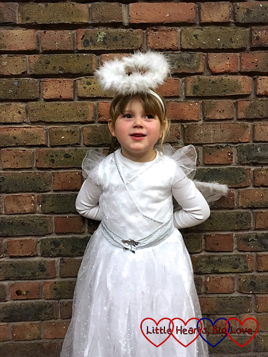 Sophie as an angel in her school nativity
