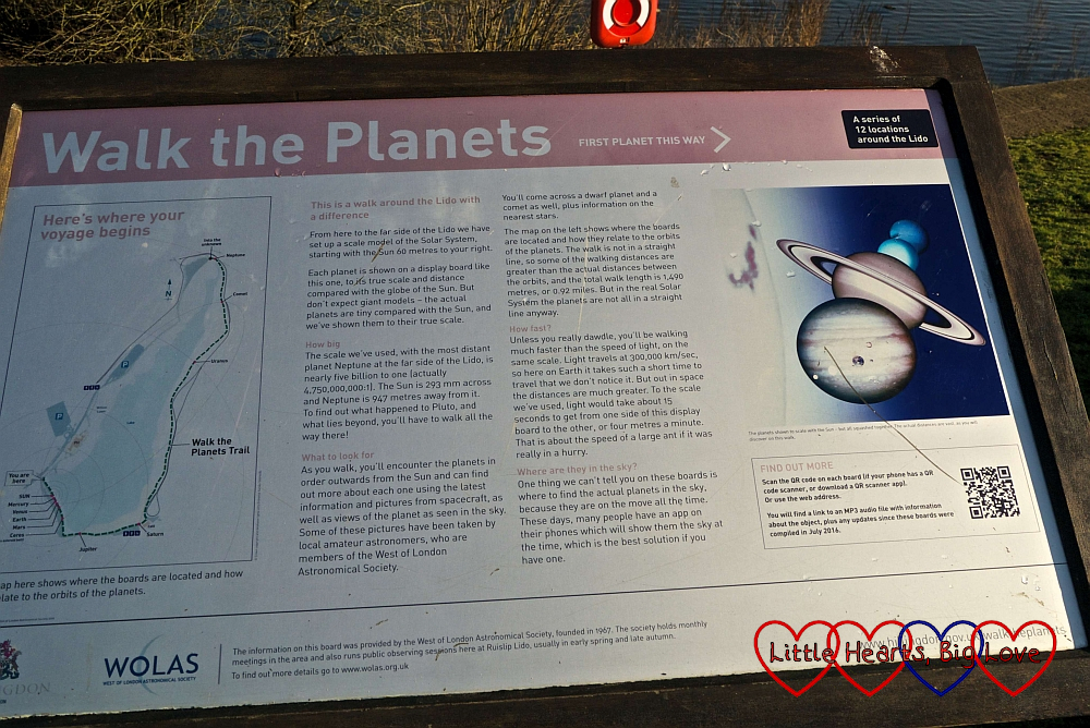 Information board about the Walk the Planets trail