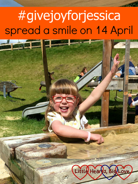Jessica enjoying some water play - "#givejoyforjessica – spread a smile on 14 April"