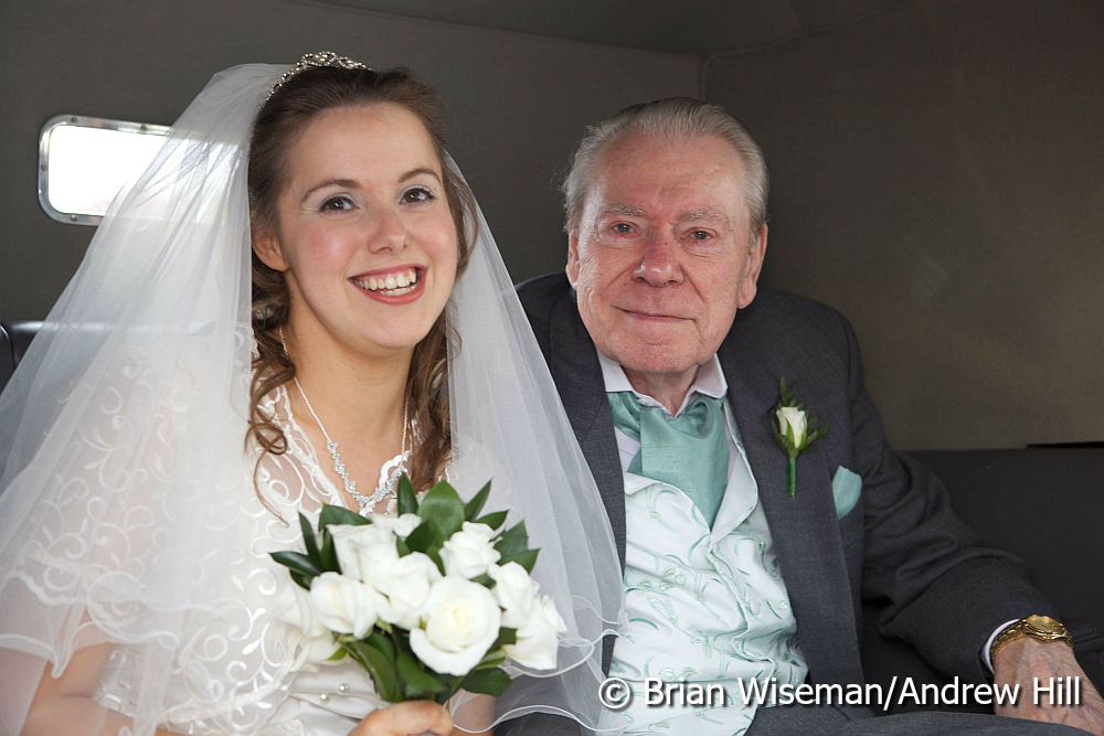Me on the wedding day inside the wedding car with my dad