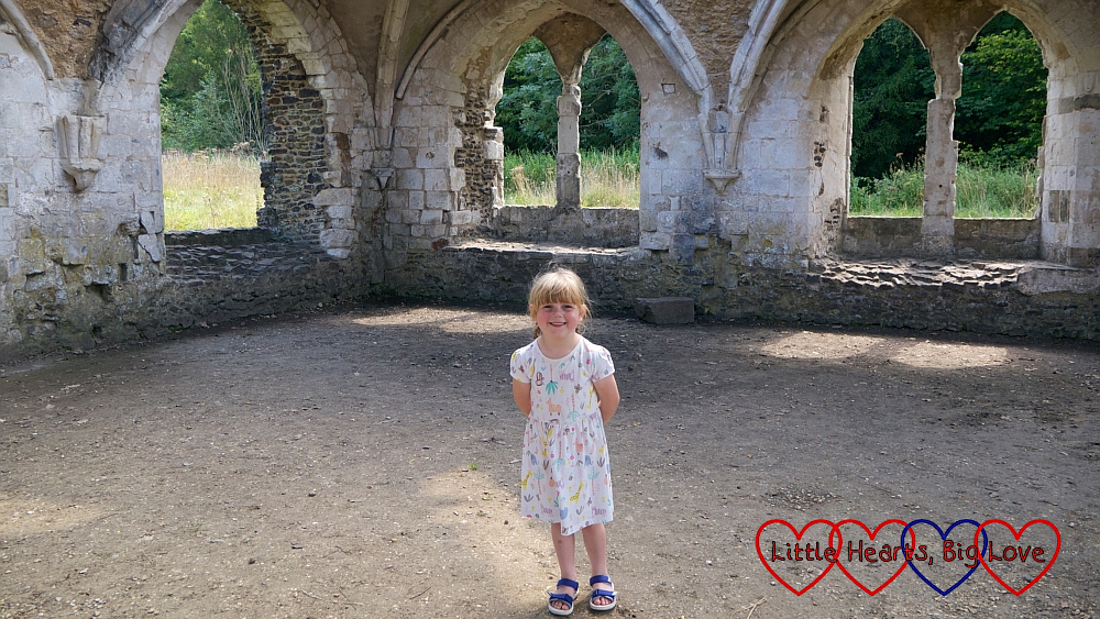 Sophie standing amongst the ruins of Waverley Abbey