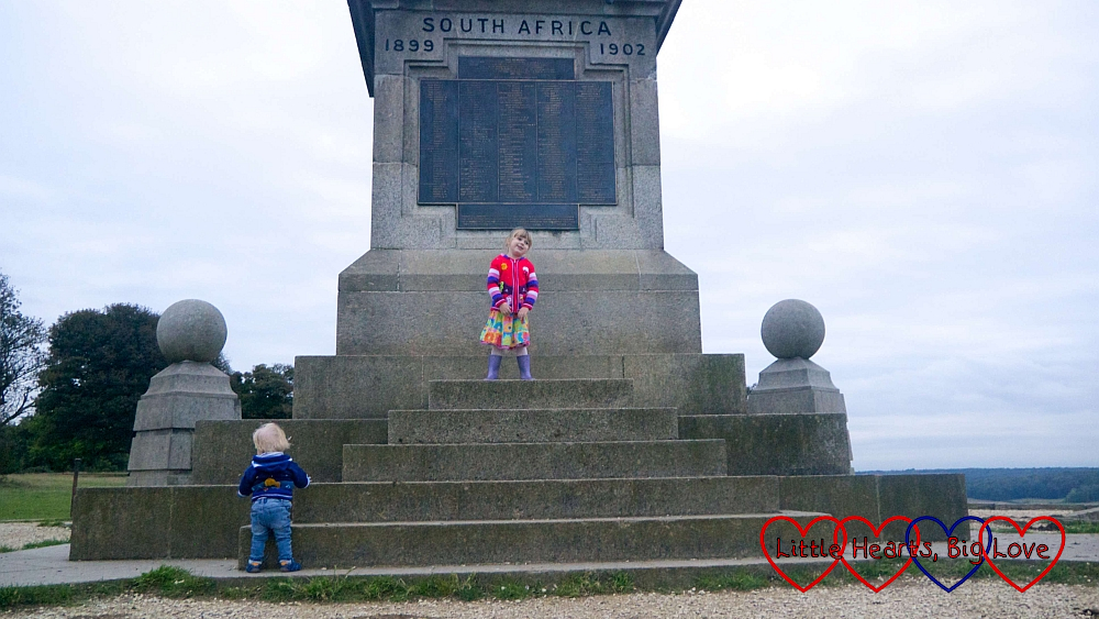 Sophie and Thomas at the Boer War Monument on Coombe Hill