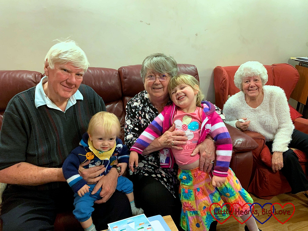Sophie and Thomas with Grandma, Grandad and Nanny