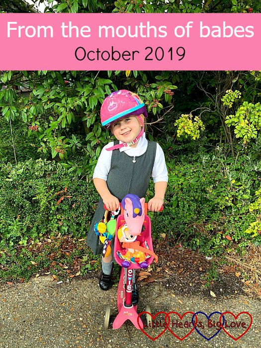 Sophie on her pink scooter - "From the mouths of babes - October 2019"