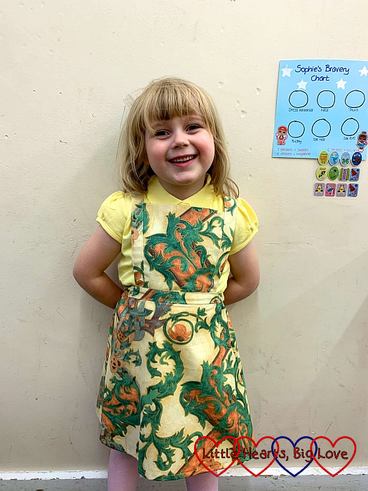 Sophie wearing her curtain playdress from The Sound of Music