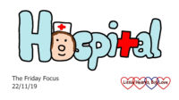 The word hospital with a nurse as the 'o'