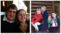 (left) me and hubby back in 2010; (right) hubby holding Sophie, me holding Thomas and a photo of Jessica on Christmas Day 2019