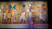 Sophie standing in front of an Egyptian mural