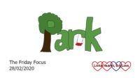 The word 'park' with a tree forming the 'p' and a swing hanging from the 'r'