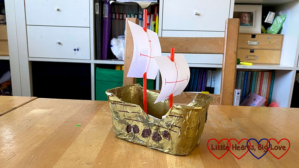 An explorer ship made from a margarine tub
