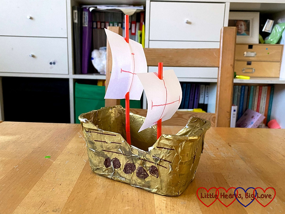 Learning through play: Making an explorer ship to help learn about  Christopher Columbus - Little Hearts, Big Love