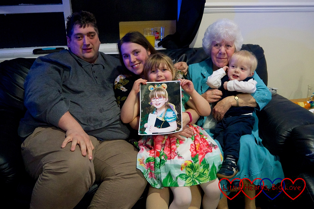 Hubby, me, Sophie (holding a picture of Jessica) and my mum with Thomas on her lap