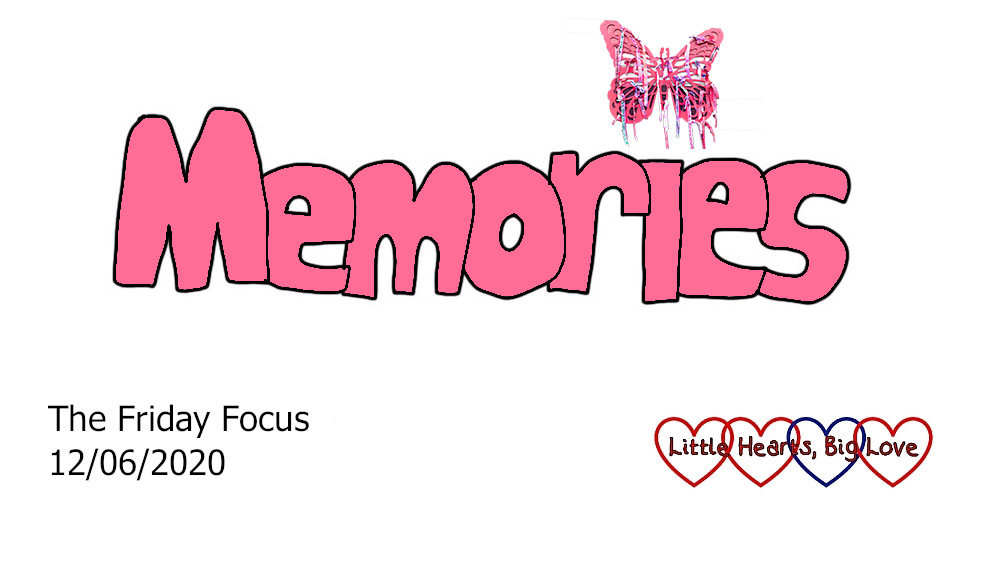 The word 'memories' in pink with a pink butterfly over the 'i'