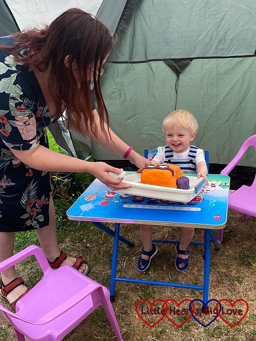 A very happy Thomas with his birthday cake