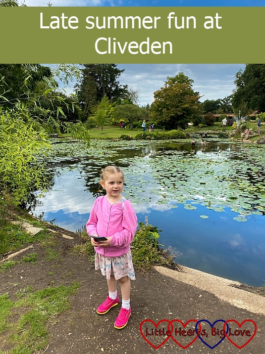 Sophie in the water gardens at Cliveden - "Late summer fun at Clivden"