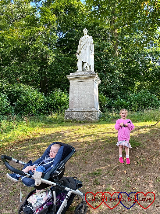 Thomas and Sophie standing near the statue of the Duke of Sutherland