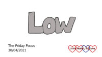 The word 'low' in grey
