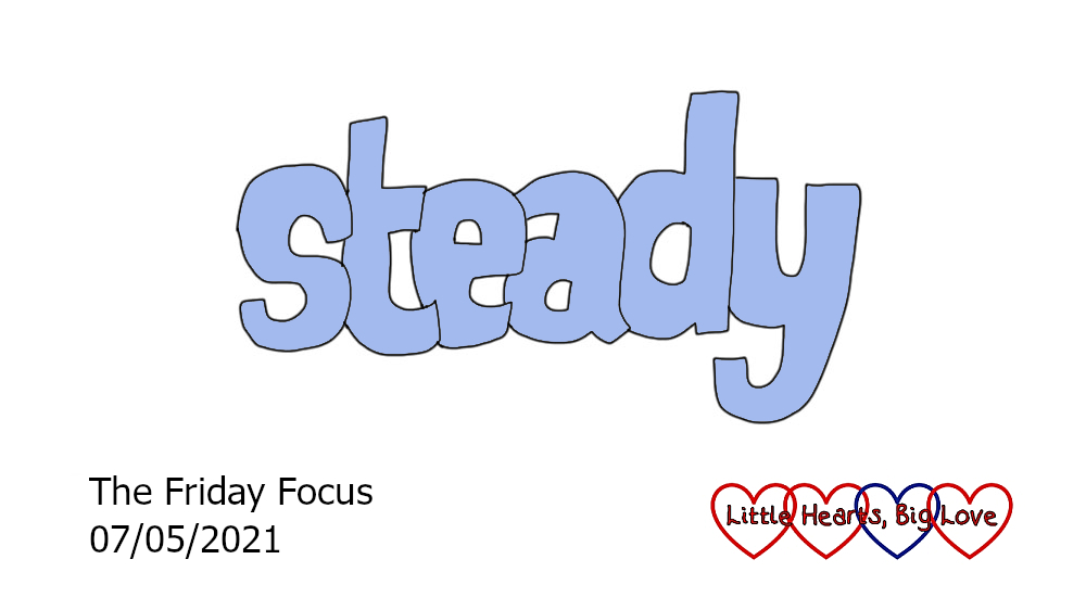 The word 'steady' in light blue
