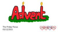 The word 'Advent' with the 'd' and the 't' drawn as Advent candles