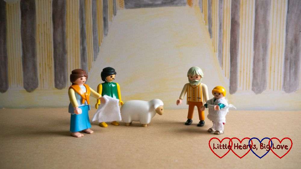A Playmobil scene depicting the boy Samuel in the temple