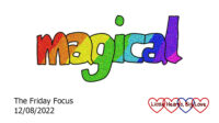 The word 'magical' in rainbow colours