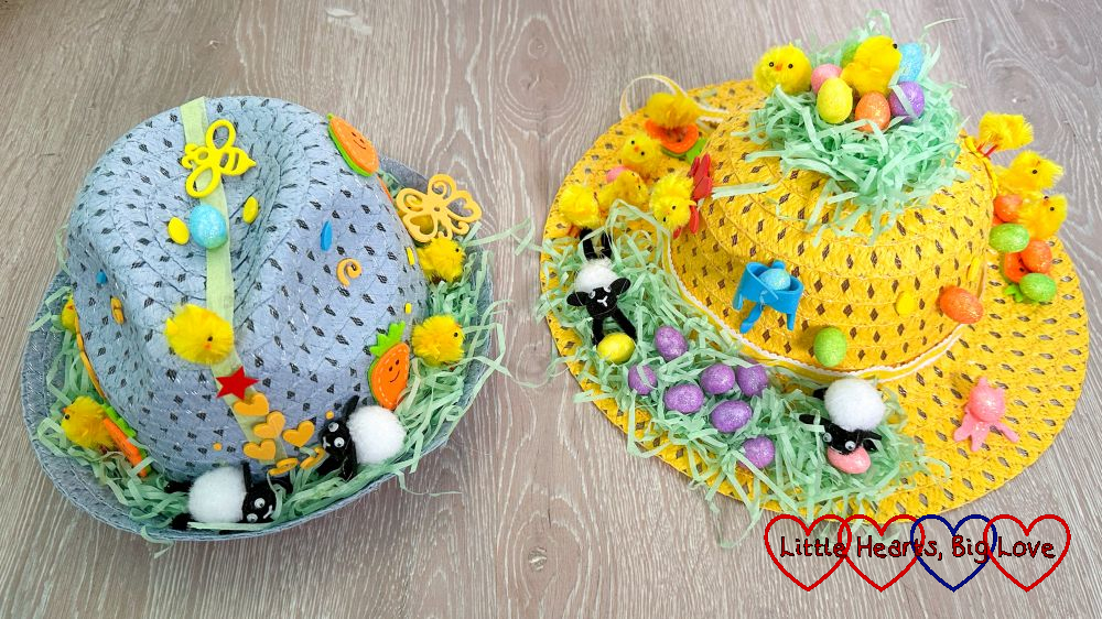 Two decorated Easter bonnets