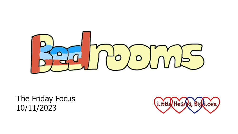 The word 'bedrooms' with a doodle of a bed over the 'bed'