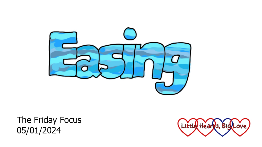 The word 'easing' in wavy blue colours