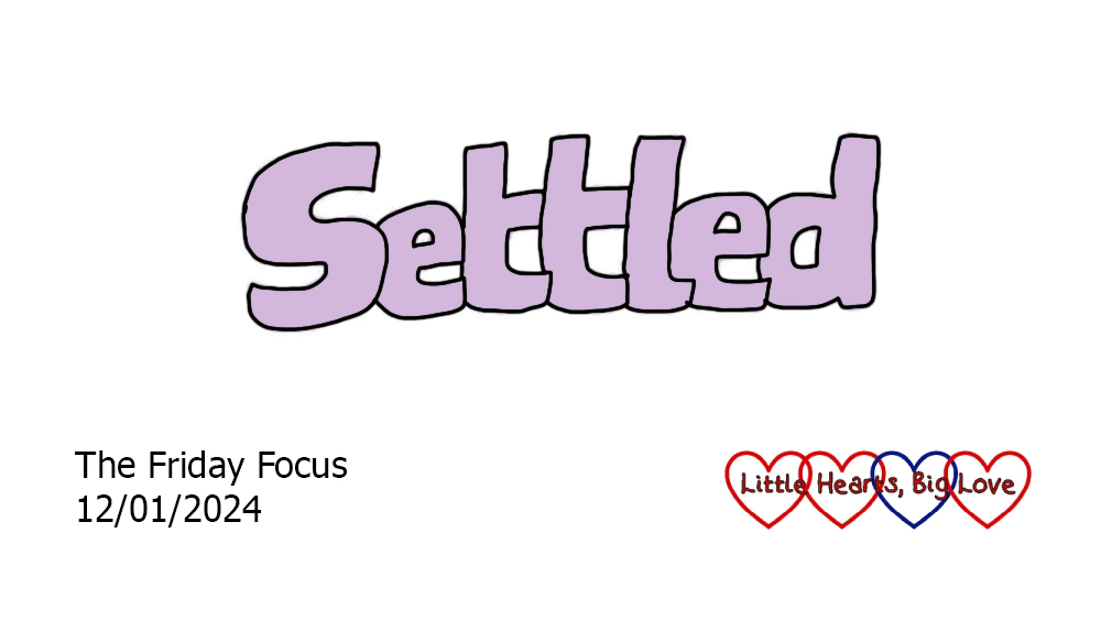 The word 'settled' in lilac