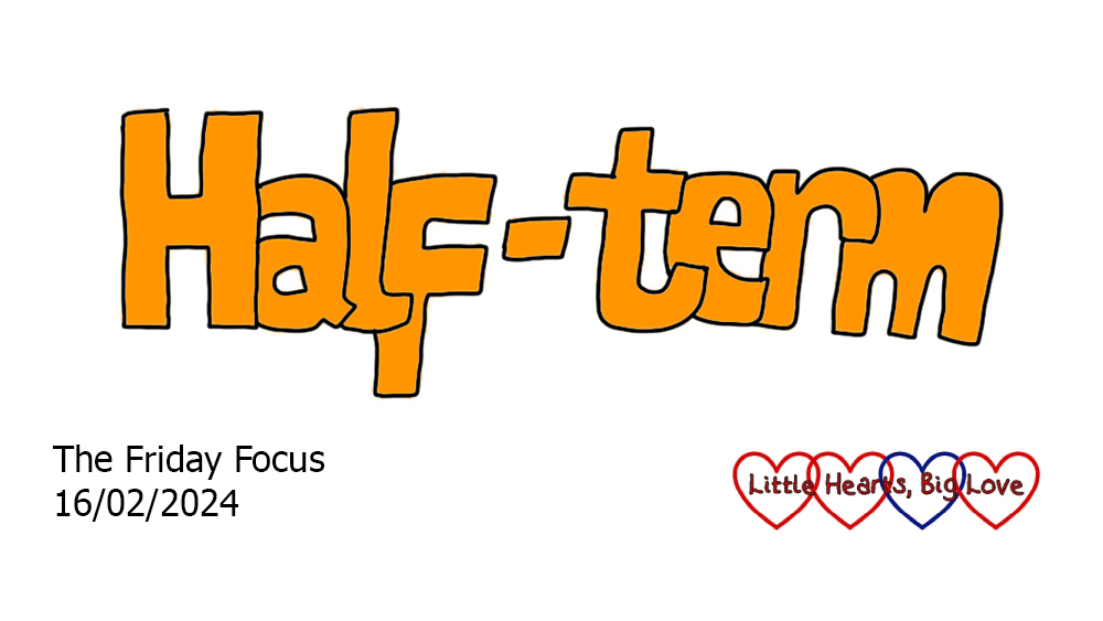 The word 'half-term' in orange bubble writing