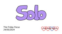 The word 'solo' in purple bubble writing