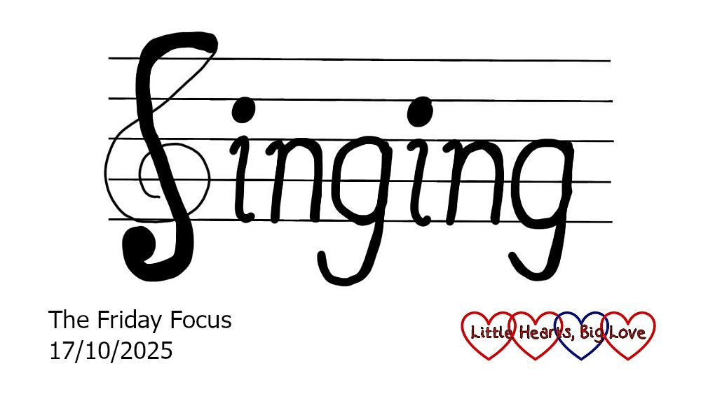 The word 'Singing' drawn on a music stave