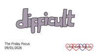 The word 'difficult' in grey bubble writing
