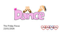 The word 'dance' with doodles of ballet and tap shoes above it