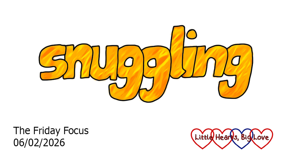 The word 'snuggling' in orange bubble writing