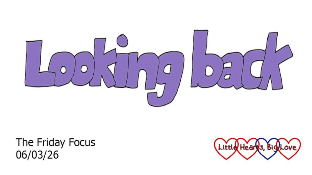 The words 'Looking back' in purple bubble writing