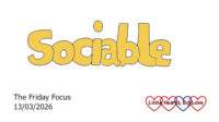 The word 'sociable' in yellow bubble writing