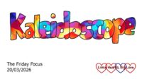 The word 'Kaleidoscope' in multi-coloured bubble writing