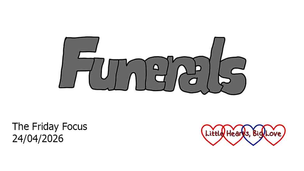 The word 'funerals' in dark grey bubble writing