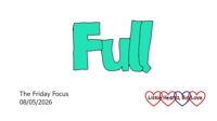 The word 'full' in aqua bubble writing