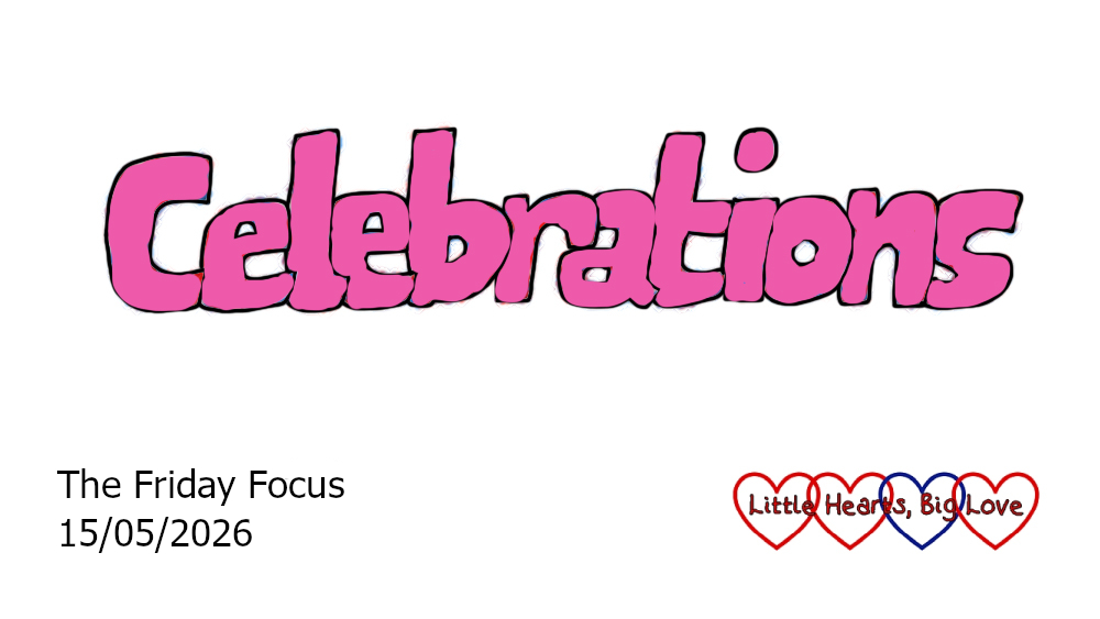 The word 'celebrations' in pink bubble writing